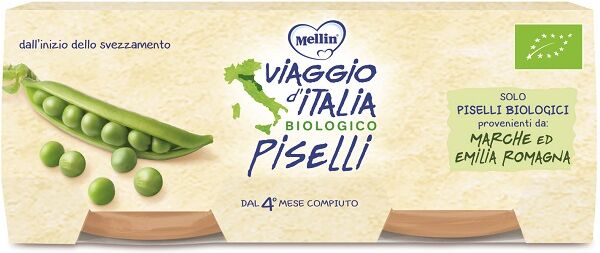 Mellin Viaggio Italia Omogeneizzato Bio Piselli 2 X 80 G