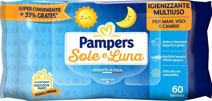 Fater Spa Pampers Wipes Sole & Luna Effetto Spugna 60 Salviette Fater Spa Pampers Wipes Sole & Luna Effetto Spugna 60 Salviette