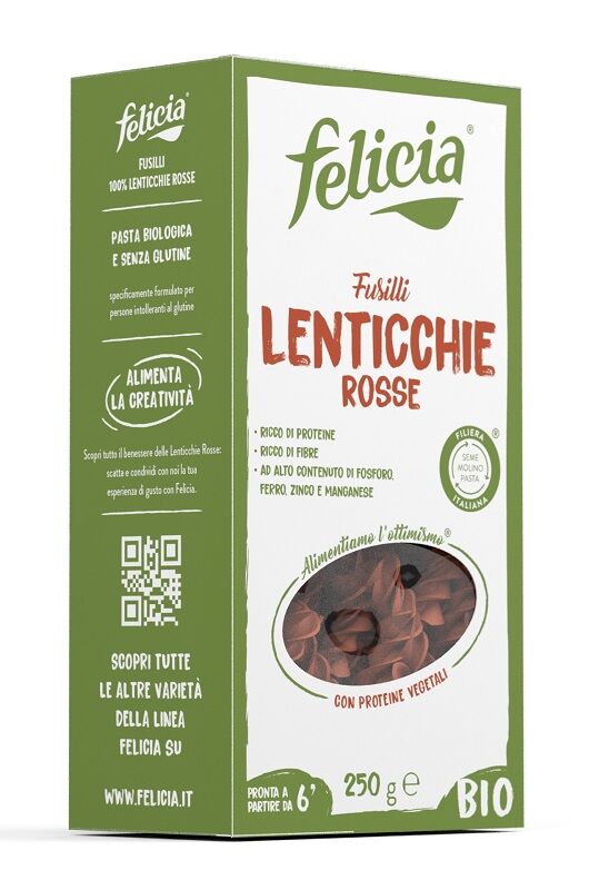 Molino Andriani Srl Felicia Bio Fusilli Di Lenticchie Rosse 250 G