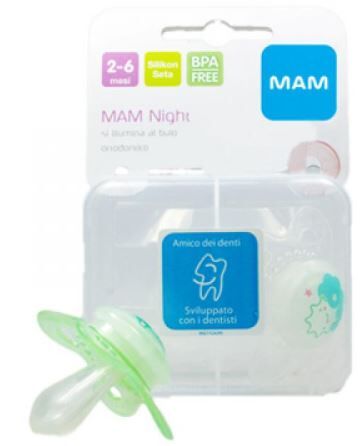 Bamed Baby Italia S.R.L. Mam Night Succhietto 2-6 Mesi Silicone Confezione Doppia Bamed Baby Italia S.R.L. Mam Night Succhietto 2-6 Mesi Silicone Confezione Doppia