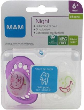 Bamed Baby Italia S.R.L. Mam Night Succhietto 6+ Silicone Confezione Doppia Bamed Baby Italia S.R.L. Mam Night Succhietto 6+ Silicone Confezione Doppia