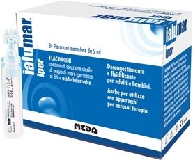 Meda Pharma Spa Ialumar Iper 24 Flaconcini Monodose Da 5 Ml Con Soluzione Sterile Di Acqua Di Mare Ipertonica 3% E Acido Ialuoronico Promozione Meda Pharma Spa Ialumar Iper 24 Flaconcini Monodose Da 5 Ml Con Soluzione Sterile Di Acqua Di Mare Ipertonica 3% E Acido Ialuoronico Promozione