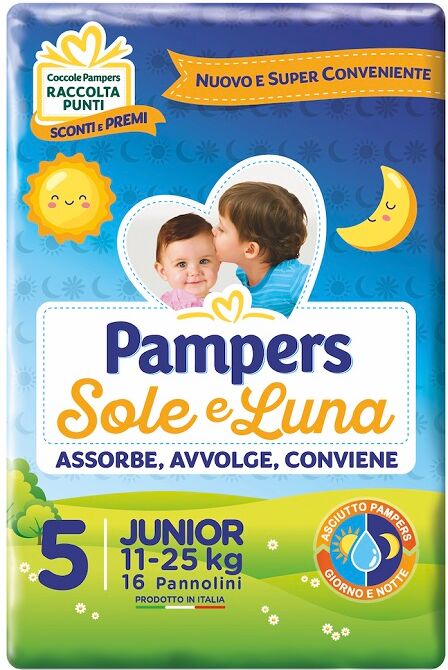 Fater Spa Pannolino Per Bambino Pampers Sole & Luna Flash Junior 16 Pezzi Fater Spa Pannolino Per Bambino Pampers Sole & Luna Flash Junior 16 Pezzi