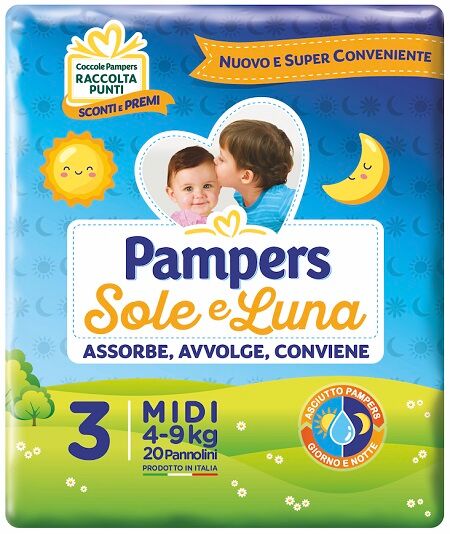 Fater Spa Pannolino Per Bambino Pampers Sole & Luna Midi 20 Pezzi