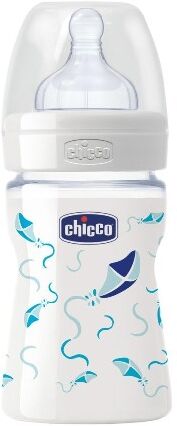Chicco Biberon Well Being In Vetro Decorato Boy Da 150 Ml Normal Silicone Chicco Biberon Well Being In Vetro Decorato Boy Da 150 Ml Normal Silicone