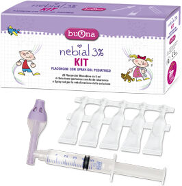 Steve Jones Srl Kit Nebial 3% 20 Flaconcini Monodose Da 5 Ml + Kit Contenente Spray-Sol Pediatrico E Siringa Steve Jones Srl Kit Nebial 3% 20 Flaconcini Monodose Da 5 Ml + Kit Contenente Spray-Sol Pediatrico E Siringa