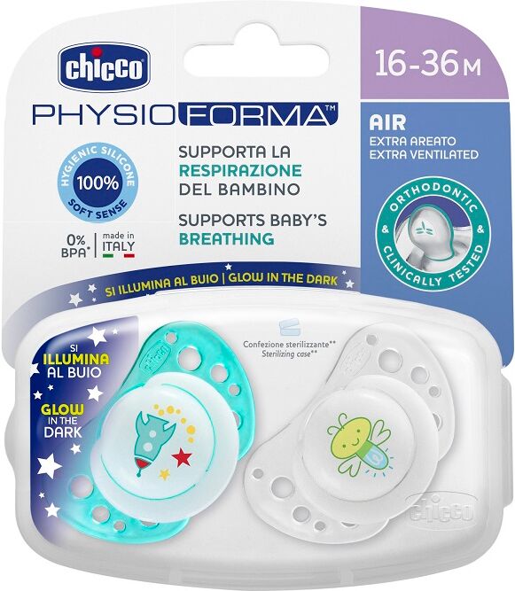 Chicco Succhietto Air Lumi In Silicone 16-36 Mesi 2 Pezzi