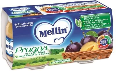 Mellin Omogeneizzato Prugna Mela 100 G 2 Pezzi