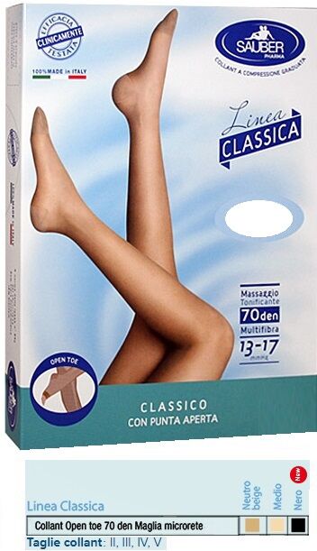 Desa Pharma Srl Sauber Collant Open Toe Maglia Microrete 70 Den Colore Medio 4 Linea Classica