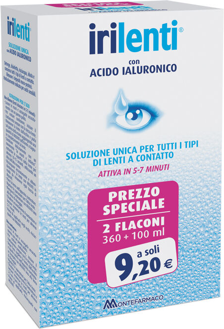 Montefarmaco Otc Spa Soluzione Unica Per Lenti A Contatto Irilenti Con Acido Ialuronico 2 Flaconi Da 360 Ml + 100 Ml Montefarmaco Otc Spa Soluzione Unica Per Lenti A Contatto Irilenti Con Acido Ialuronico 2 Flaconi Da 360 Ml + 100 Ml