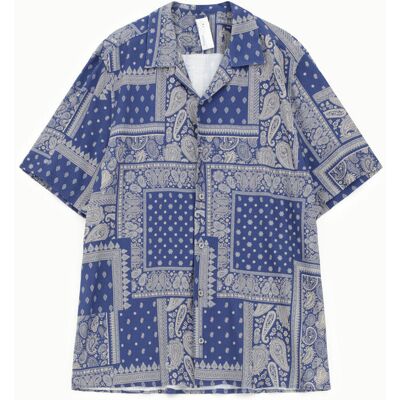Imperial Camicia A Maniche Corte Fantasia Paisley Geometrica Denim L Imperial Camicia A Maniche Corte Fantasia Paisley Geometrica Denim L
