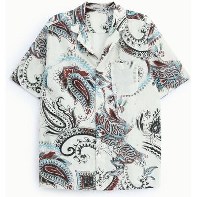 Imperial Camicia Stampa Paisley Con Maniche Corte Bianco/turchese S Imperial Camicia Stampa Paisley Con Maniche Corte Bianco/turchese S