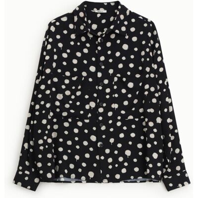 Imperial Camicia Stampa Pois Con Tasche Frontali Nero/latte L Imperial Camicia Stampa Pois Con Tasche Frontali Nero/latte L