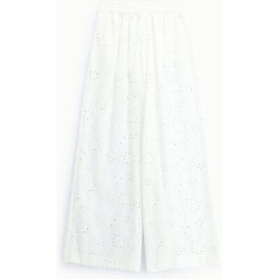 Imperial Pantaloni Palazzo Ampi Ricamo Geometrico Traforato Bianco Xs Imperial Pantaloni Palazzo Ampi Ricamo Geometrico Traforato Bianco Xs