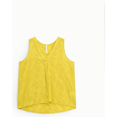 Imperial Top Senza Maniche Scollo A V Fantasia Tinta Unita Giallo S Imperial Top Senza Maniche Scollo A V Fantasia Tinta Unita Giallo S