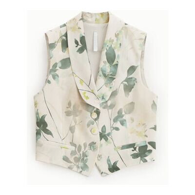 Imperial Gilet Monopetto Stampa Floreale Revers Classico Panna/verde S Imperial Gilet Monopetto Stampa Floreale Revers Classico Panna/verde S