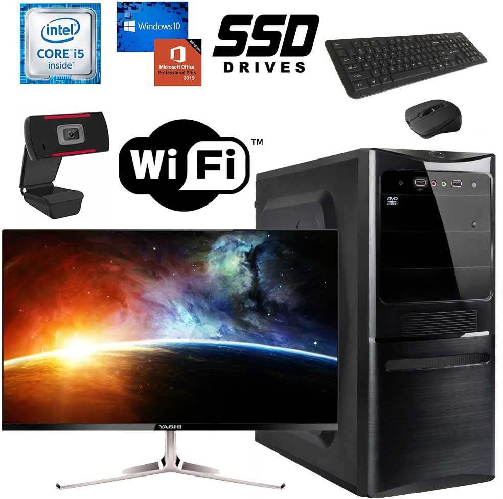 Dell COMPUTER COMPLETO CORE I5 MONITOR 24" FULL HD RAM 8GB SSD 480GB WEBCAM WIFI WIN 10 + OFFICE 2019