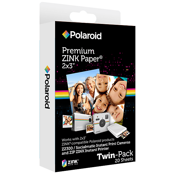 polaroid carta fotografica  zink 2x3 media - 20 pack