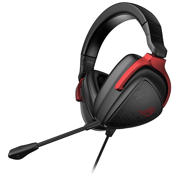 asus rog delta s core cuffie gaming, nero/rosso