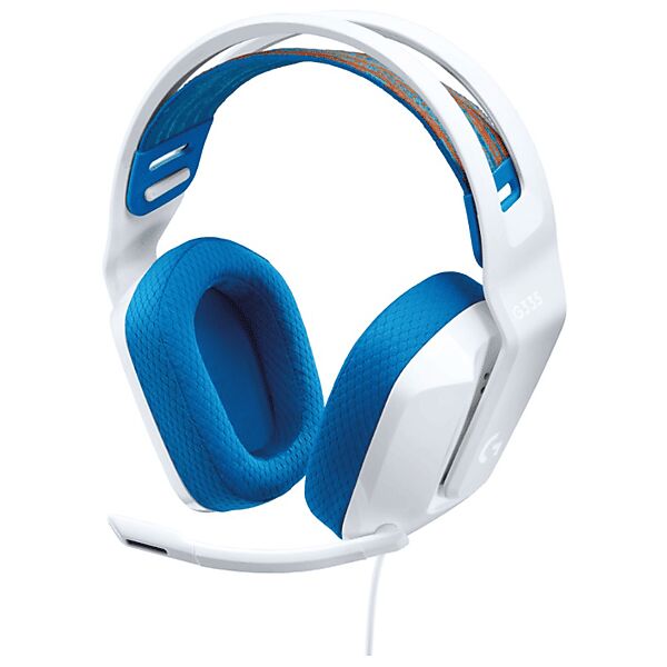 logitech g335 gaming headset cuffie pc, white