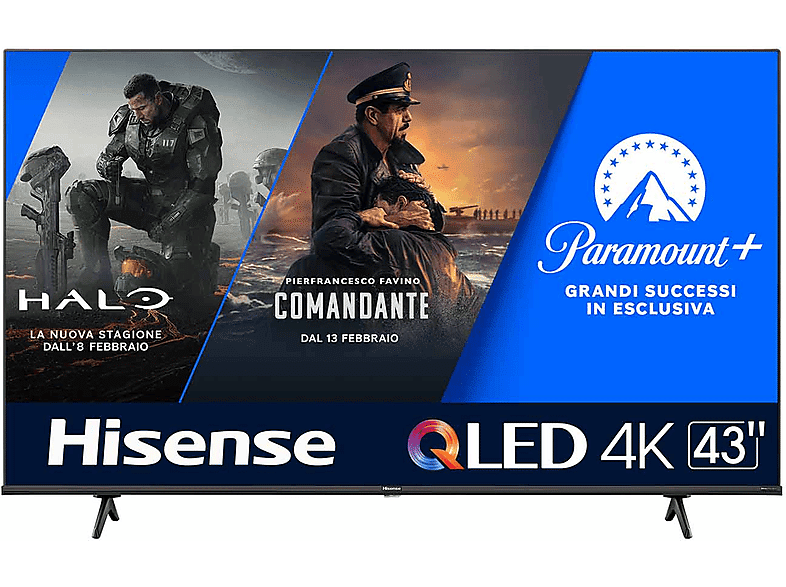 hisense 43e7kq tv qled, 43 pollici, qled 4k