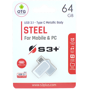 S3+ PEN DRIVE  64GB USB-C/USB3 OTG STEEL