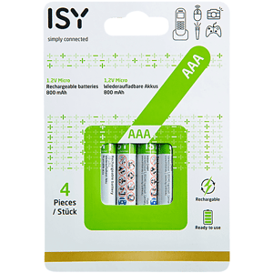 ISY BATTERIA  IAB-1002 AAA 800mAh 4pz