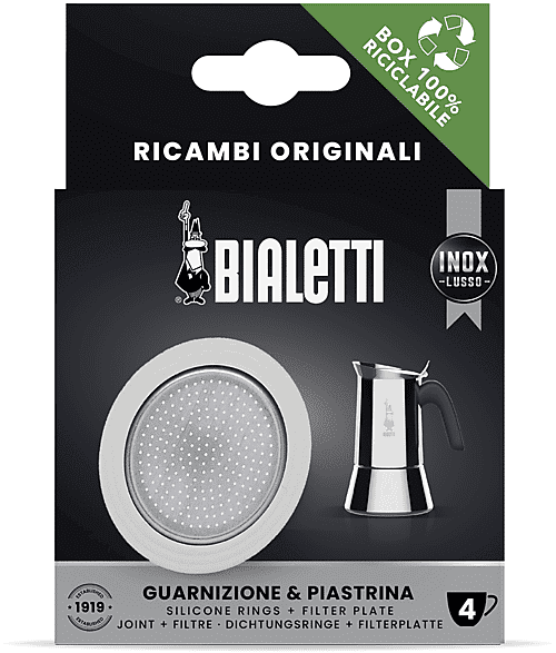 bialetti 1 guarnizione + piastrina caffettiera 4 tazze  guarn+1 piast acc 4tz