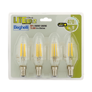 Beghelli LAMPADA LED  4PZ FILED OLIVA4WE14-6.5K