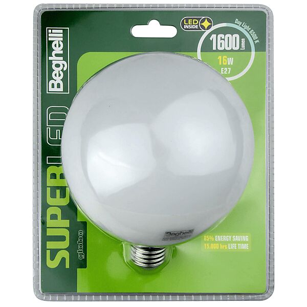 beghelli lampadina led  superled glob 16w e27 6,5