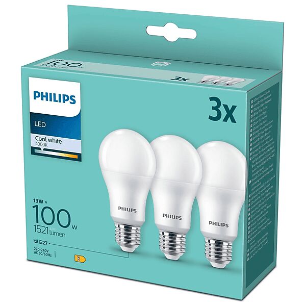 philips lampadina led  3xgoccia 100w luce fredda