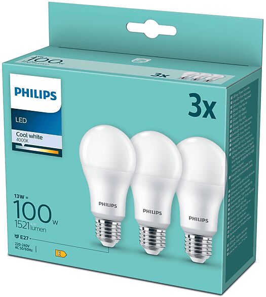 philips lampadina led  3xgoccia 100w luce fredda