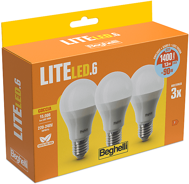 Beghelli LAMPADINA LED  3PZ LITLED6GOC13WE27-6.5K