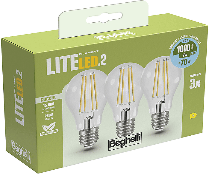 Beghelli LAMPADINA LED  3PZ FILED GOC 7WE27-6.5K