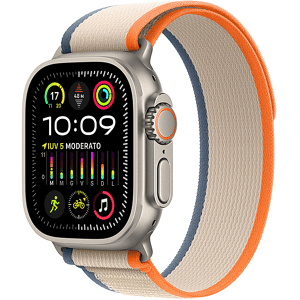 Apple Watch Ultra 2 GPS + Cellular, Cassa 49 mm in titanio con Trail Loop arancione/beige - S/M