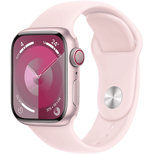 Apple Watch Series 9 GPS + Cellular, Cassa 41 mm in alluminio rosa con Cinturino Sport confetto - S/M