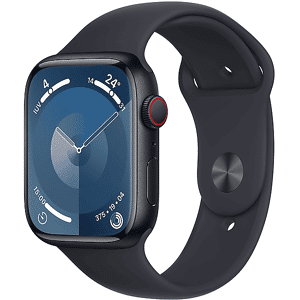 Apple Watch Series 9 GPS + Cellular, Cassa 45 mm in alluminio mezzanotte con Cinturino Sport - M/L