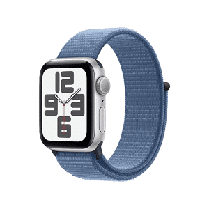 Apple Watch SE GPS, Cassa 40 mm in alluminio argento con Sport Loop blu inverno 2023