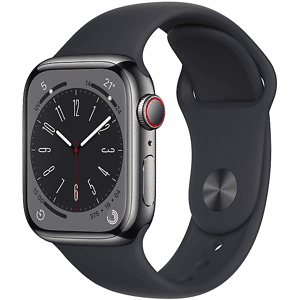 Apple Watch Series 8 GPS + Cellular 41mm Cassa in acciaio inossidabile color grafite con Cinturino Sport Mezzanotte - regular