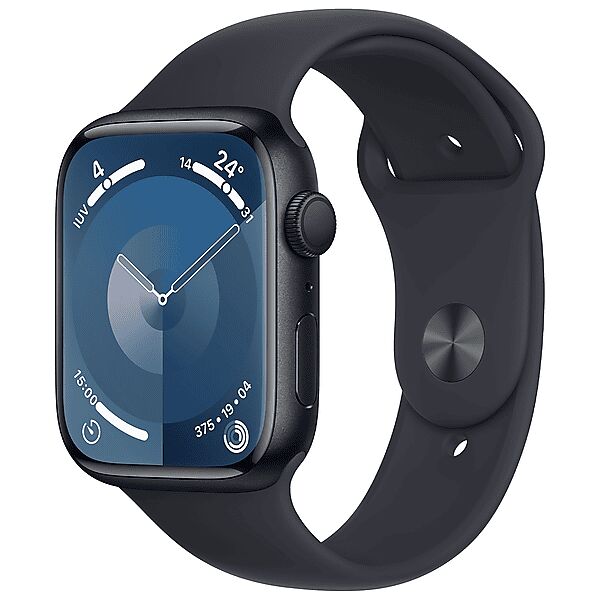 apple watch series 9 gps cassa 45 mm in alluminio mezzanotte con cinturino sport - m/l