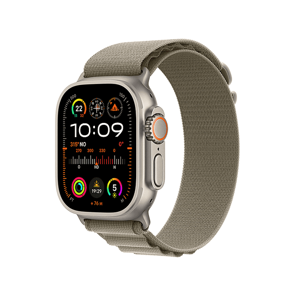 apple watch ultra 2 gps + cellular, cassa 49 mm in titanio con alpine loop oliva - large