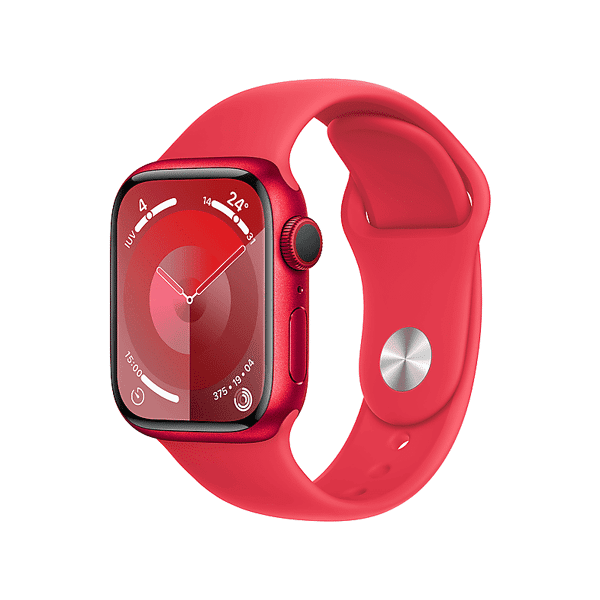 apple watch series 9 gps, cassa 41 mm in alluminio (product)red con cinturino sport - m/l