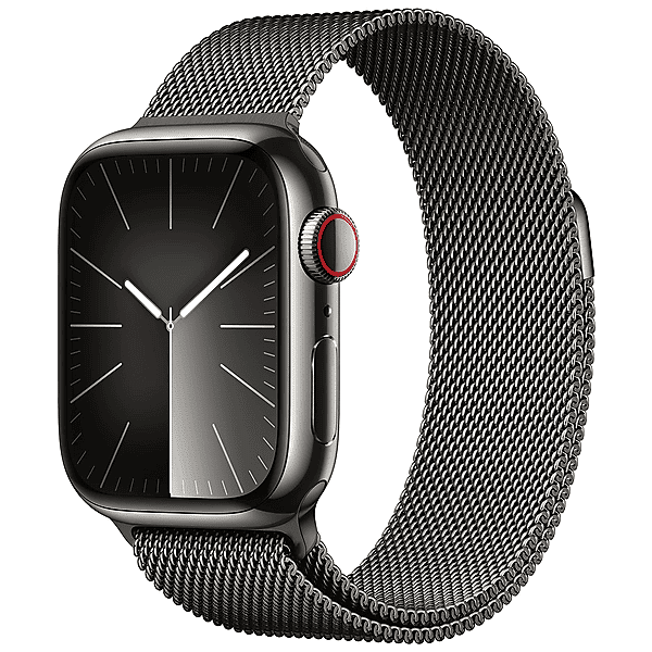 apple watch series 9 gps + cellular, cassa 41 mm in acciaio inossidabile color grafite con loop maglia milanese