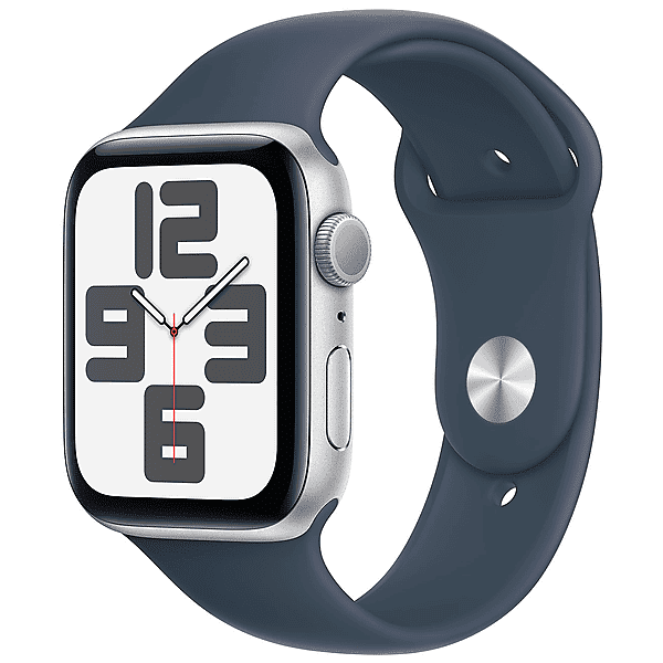 apple watch se gps, cassa 44 mm in alluminio argento con cinturino sport blu inverno - m/l 2023