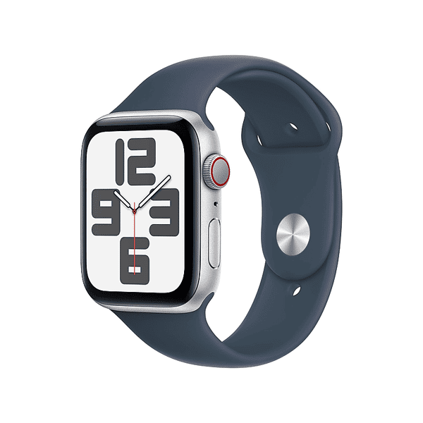 apple watch se gps + cellular, cassa 44 mm in alluminio argento con cinturino sport blu inverno - m/l 2023