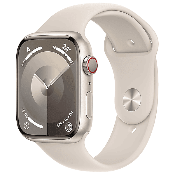 apple watch series 9 gps + cellular, cassa 45 mm in alluminio galassia con cinturino sport - m/l