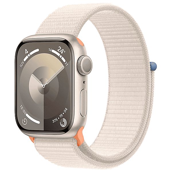 apple watch series 9 gps, cassa 41 mm in alluminio galassia con sport loop