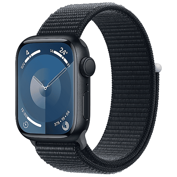 apple watch series 9 gps, cassa 41 mm in alluminio mezzanotte con sport loop