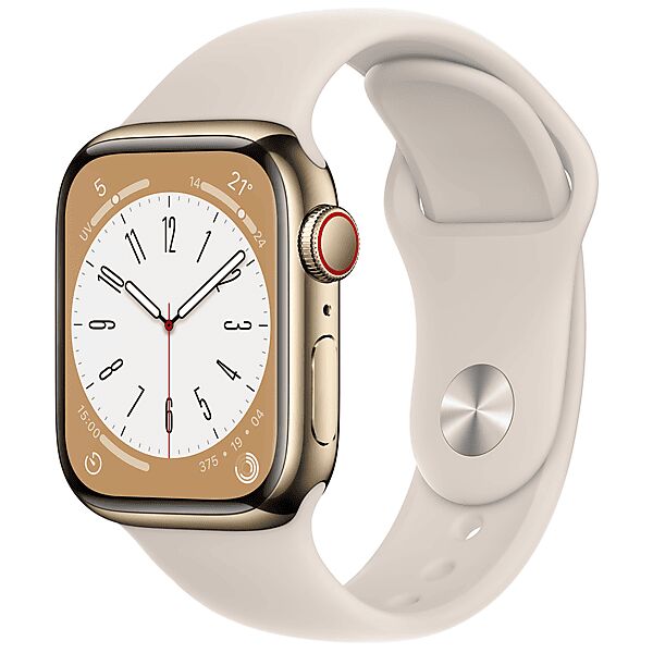 apple watch series 8 gps + cellular 41mm cassa in acciaio inossidabile color oro con loop maglia milanese