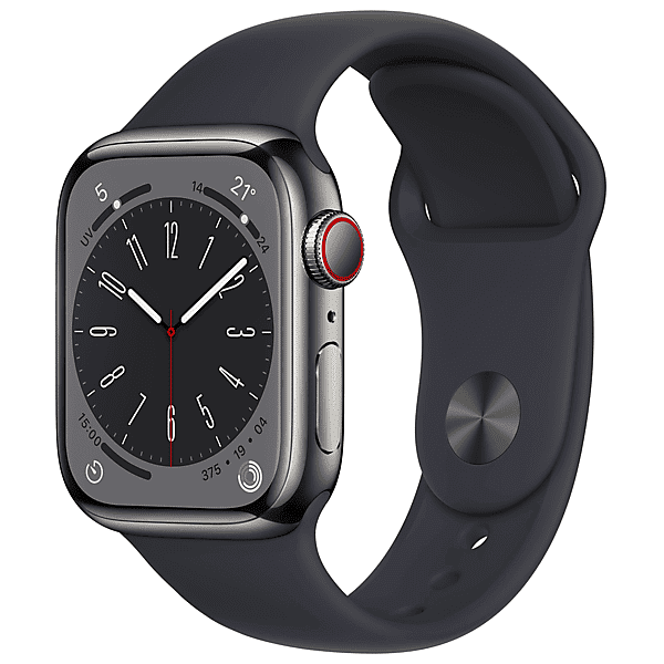 apple watch series 8 gps + cellular 41mm cassa in acciaio inossidabile color grafite con cinturino sport mezzanotte - regular